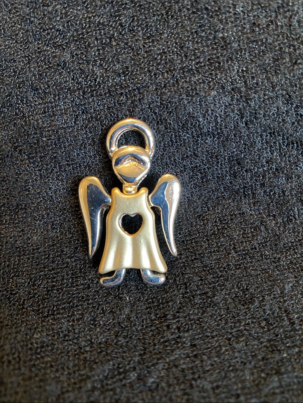 Silver-Tone Finish Angel Charm with Heart Cutout